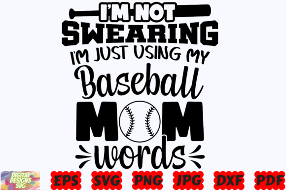 Baseball Mom Words SVG Funny Baseball Graphics and Crafts