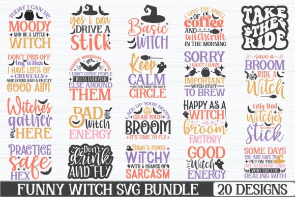 Funny Witch SVG Bundle for Graphics and Crafts