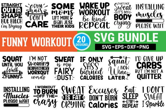 Funny Workout SVG Bundle for Graphics and Crafts
