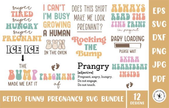 Retro Funny Pregnancy SVG Bundle Graphics and Crafts