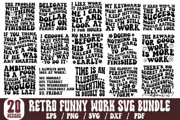 Retro Funny Work SVG Bundle: Graphics for Crafts
